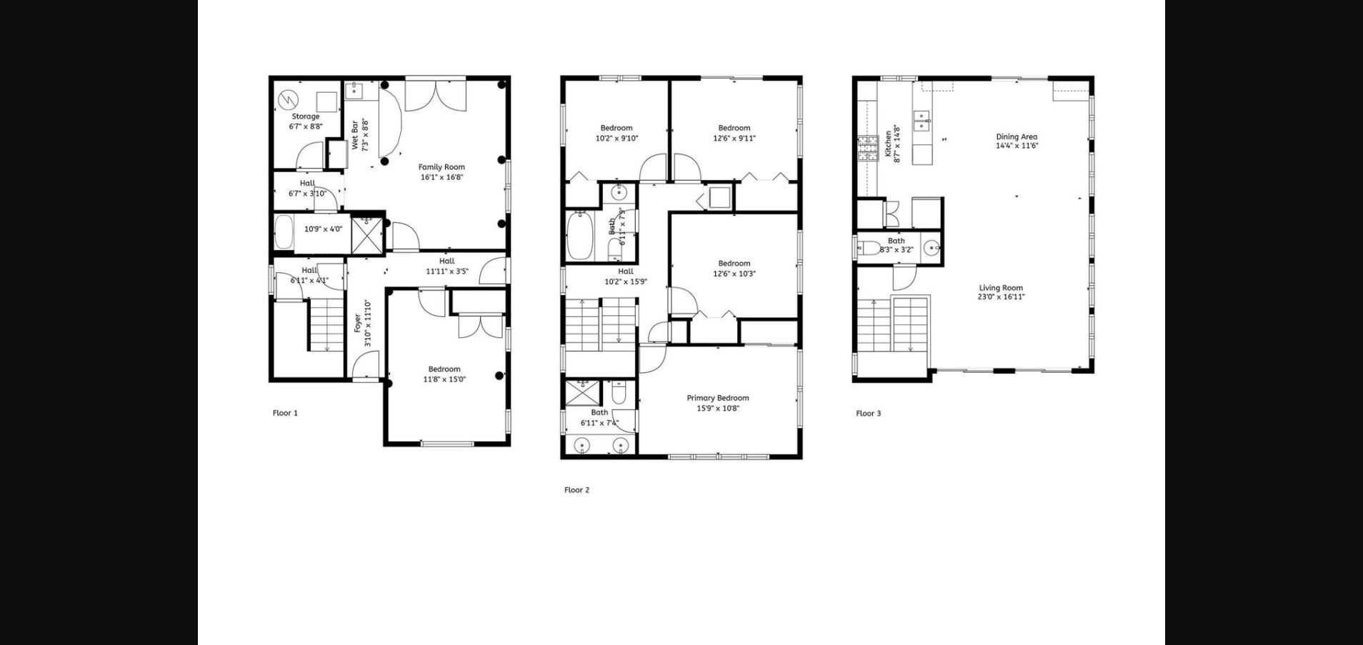 Floor plan: 2,215 sq ft across three floors
